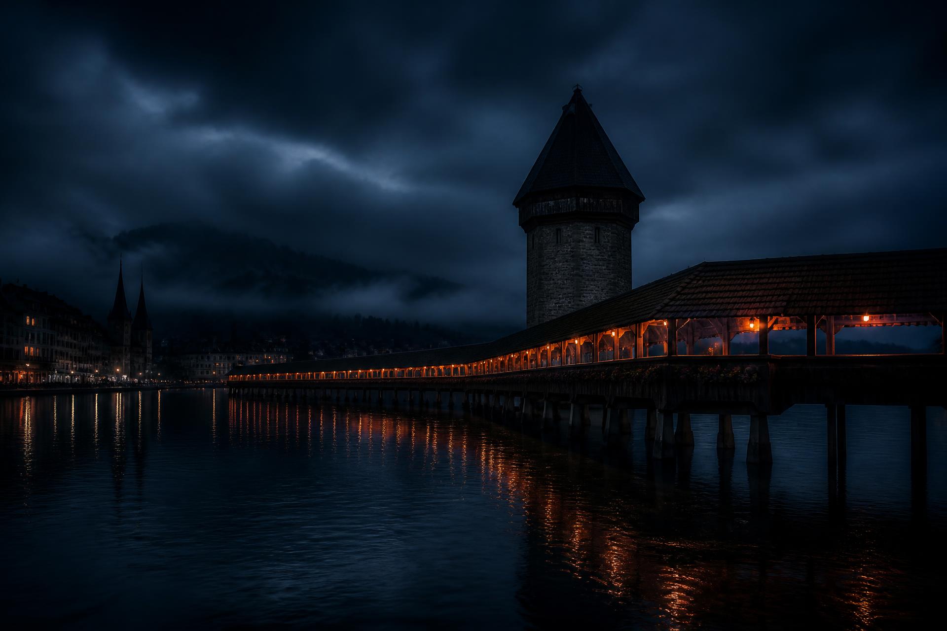 Kapellbrücke Luzern bei Nacht