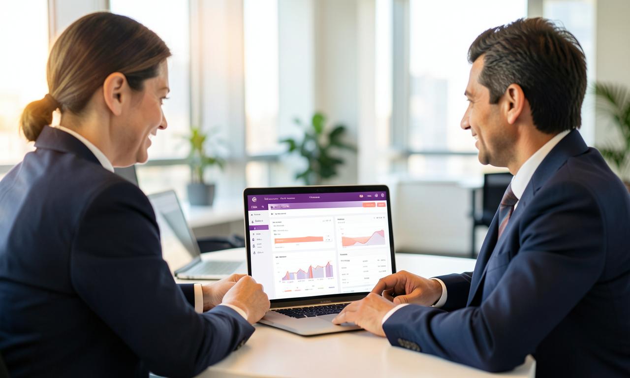 Team arbeitet mit einer SaaS-Cloud-Lösung