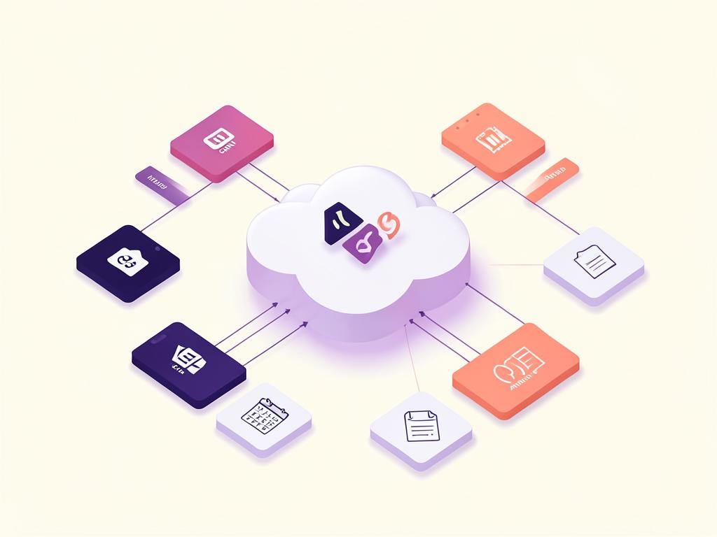 Zentrale Cloud-Plattform mit verbundenen Modulen